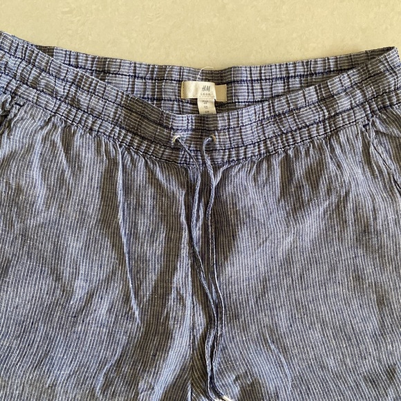 H&M Blue Striped Linen Joggers - L - Picture 7 of 7